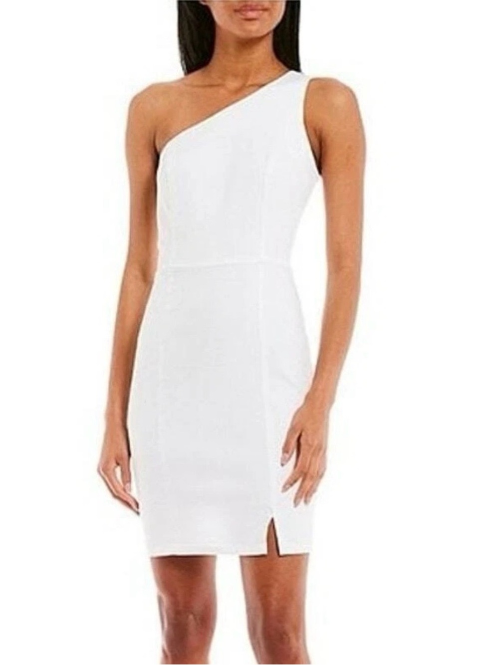 Gianni Bini White Denim One-Shoulder Mini Dress